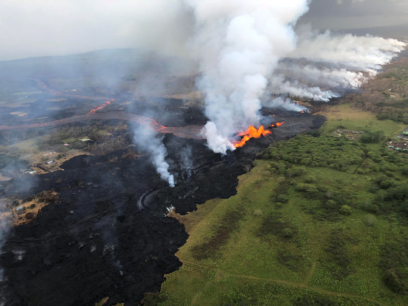 Lava flow torches warehouse at Hawaii geothermal plant