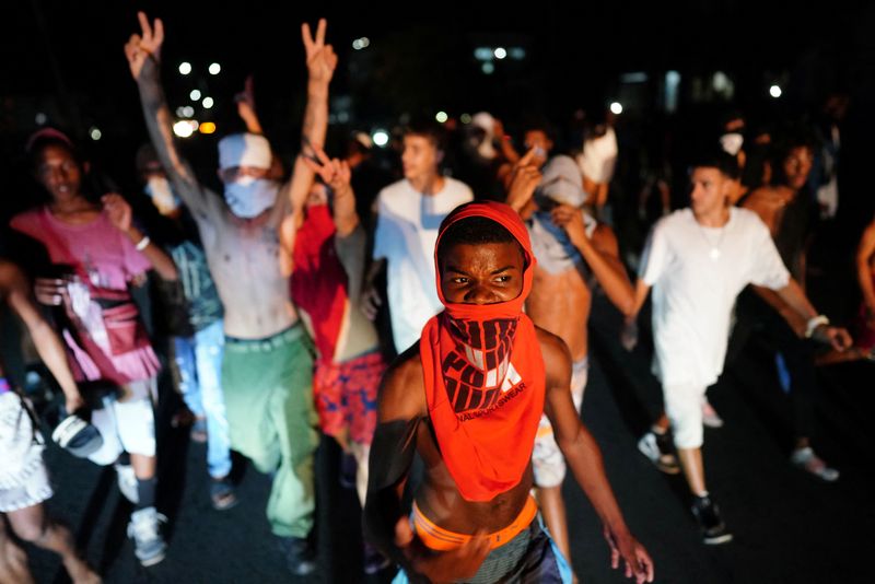 Protests in Havana flare up for second night as blackouts persist