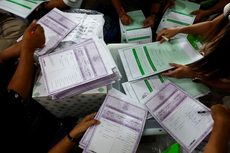 Record turnout projected as Thais vote in battle of old rivalries